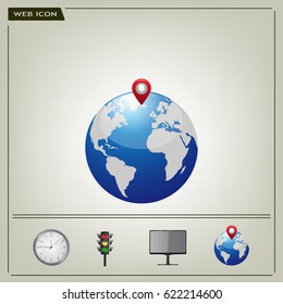 Glossy globe with marks. Vector illustration