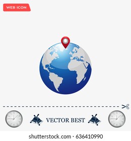 Glossy globe with marks. Vector illustration