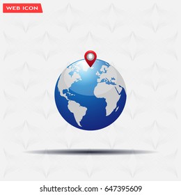 Glossy globe with marks. Vector illustration