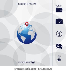 Glossy globe with marks. Vector illustration