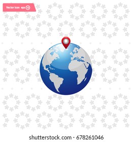 Glossy globe with marks. Vector illustration