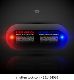 Glossy glowing banner with two options. Useful for web design or presentations.