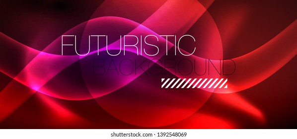 Fondo de onda luminosa brillante de neón brillante, diseño de tecnología futurista vectorial