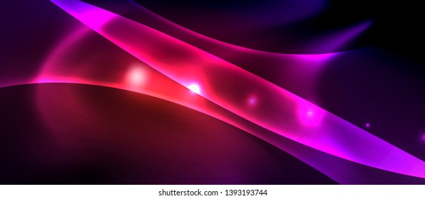 Fundo brilhante de onda de luz neon, vetor futurista techno design
