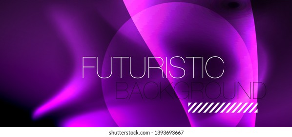 Glossy glowing neon light wave background, vector futuristic techno design