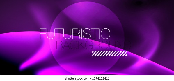 Fondo de onda luminosa brillante de neón brillante, diseño de tecnología futurista vectorial