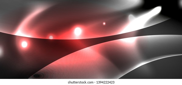 Glossy glowing neon light wave background, vector futuristic techno design