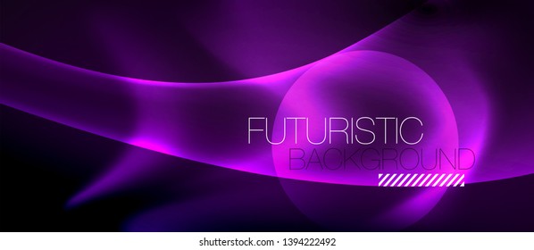 Fondo de onda luminosa brillante de neón brillante, diseño de tecnología futurista vectorial