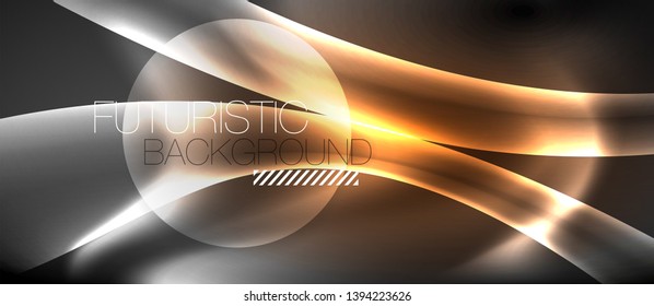 Fondo de onda luminosa brillante de neón brillante, diseño de tecnología futurista vectorial