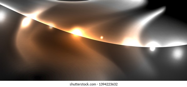 Glossy glowing neon light wave background, vector futuristic techno design