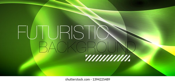 Fondo de onda luminosa brillante de neón brillante, diseño de tecnología futurista vectorial