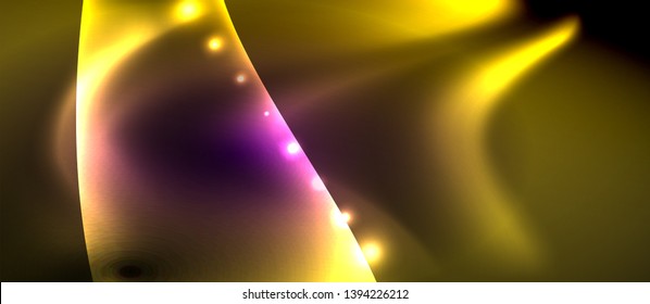 Glossy glowing neon light wave background, vector futuristic techno design