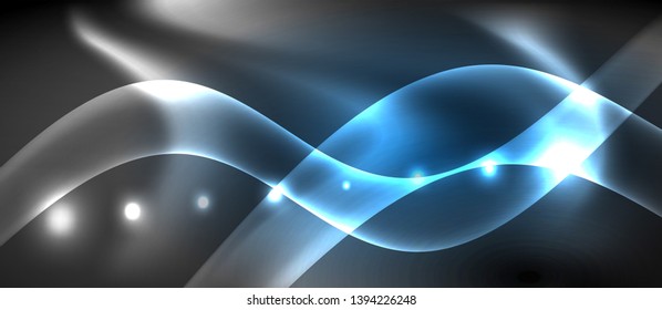 Fondo de onda luminosa brillante de neón brillante, diseño de tecnología futurista vectorial