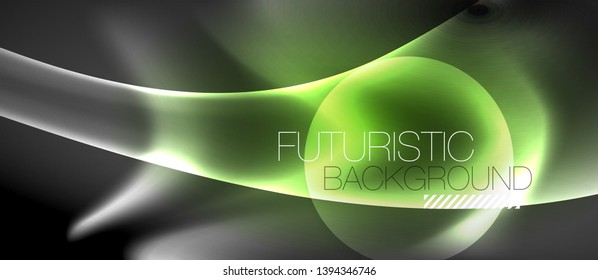Fondo de onda luminosa brillante de neón brillante, diseño de tecnología futurista vectorial