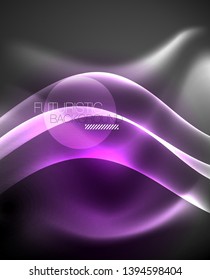 Fondo de onda luminosa brillante de neón brillante, diseño de tecnología futurista vectorial