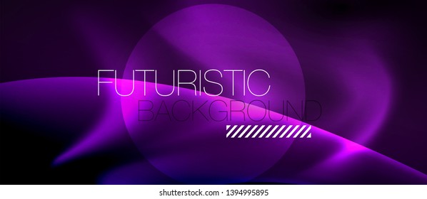 Glossy glowing neon light wave background, vector futuristic techno design