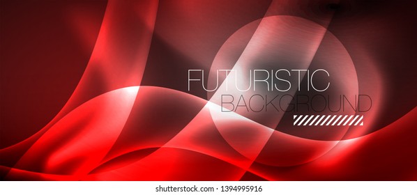 Fondo de onda luminosa brillante de neón brillante, diseño de tecnología futurista vectorial