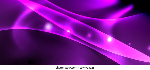 Glossy glowing neon light wave background, vector futuristic techno design