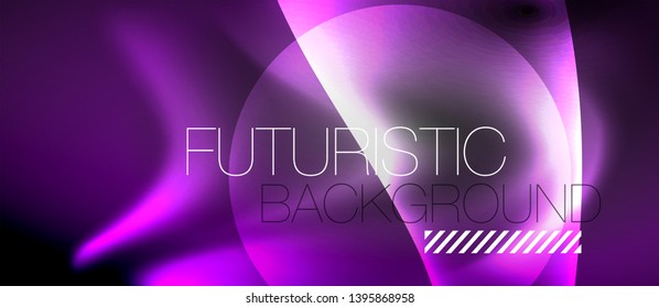 Glossy glowing neon light wave background, vector futuristic techno design