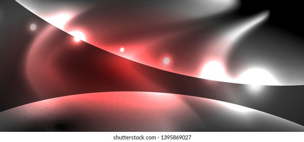Glossy glowing neon light wave background, vector futuristic techno design