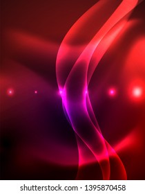 Fondo de onda luminosa brillante de neón brillante, diseño de tecnología futurista vectorial