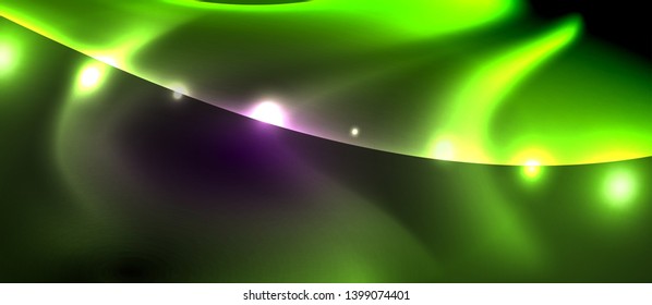 Fondo de onda luminosa brillante de neón brillante, diseño de tecnología futurista vectorial