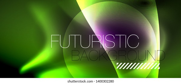 Glossy glowing neon light wave background, vector futuristic techno design