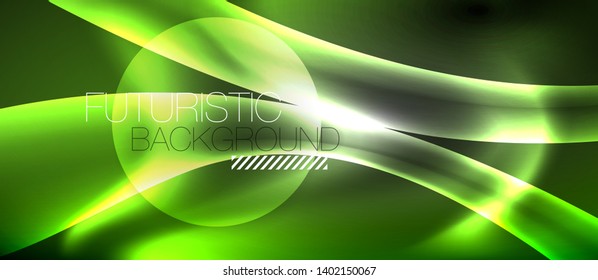 Fondo de onda luminosa brillante de neón brillante, diseño de tecnología futurista vectorial