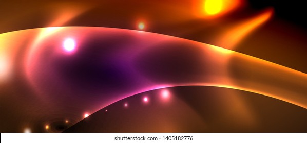 Glossy glowing neon light wave background, vector futuristic techno design