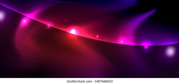 Fondo de onda luminosa brillante de neón brillante, diseño de tecnología futurista vectorial