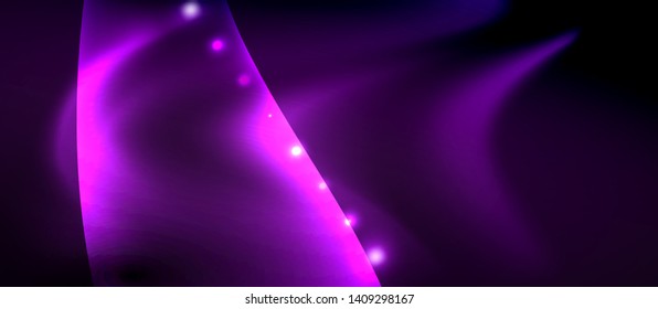 Fondo de onda luminosa brillante de neón brillante, diseño de tecnología futurista vectorial