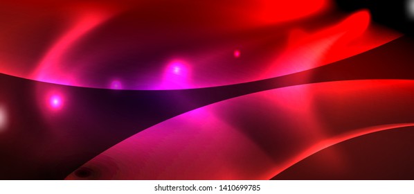 Glossy glowing neon light wave background, vector futuristic techno design