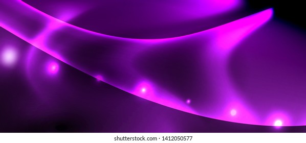 Glossy glowing neon light wave background, vector futuristic techno design