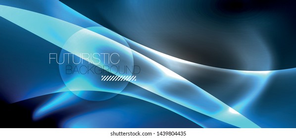 Fundo brilhante de onda de luz neon, vetor futurista techno design