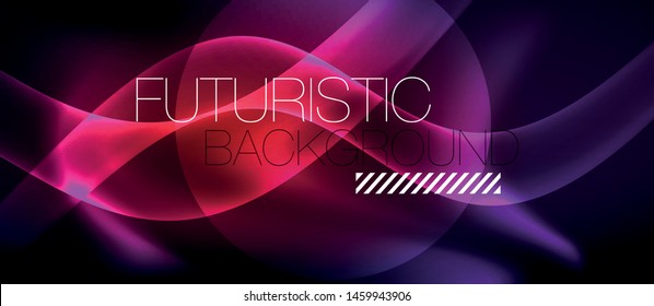Fondo de onda luminosa brillante de neón brillante, diseño de tecnología futurista vectorial