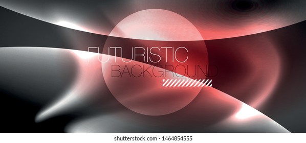 Fundo brilhante de onda de luz neon, vetor futurista techno design