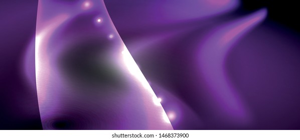 Glossy glowing neon light wave background, vector futuristic techno design