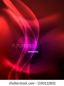Fondo de onda luminosa brillante de neón brillante, diseño de tecnología futurista vectorial