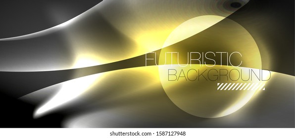 Fondo de onda luminosa brillante de neón brillante, diseño de tecnología futurista vectorial