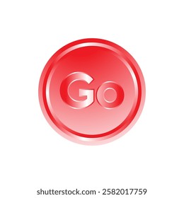 Glossy go button. Vector illustration isolated on white background.