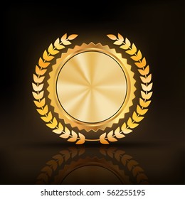 glossy gold badge .Empty space for text,Template for awards, quality mark, diplomas and certificates.