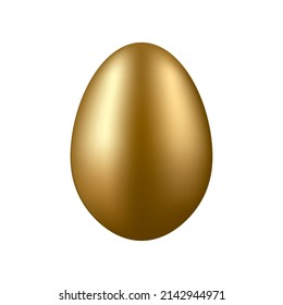 Glossy Gold Easter Egg Isolated Blank Template For Egg Hunt Easter Holidays and Greetings Decoration - Golden on White Background - Vector Gradient Graphic Design