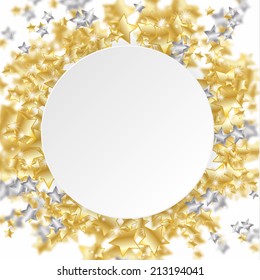 Glossy gold stars background, vector illustration