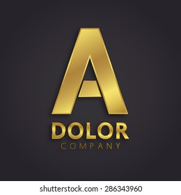 Glossy Gold A Symbol | EPS10 Vector