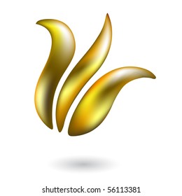 Glossy gold tulip isolated on white