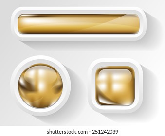 Glossy golden buttons set