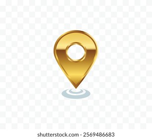 Glossy golden Location Map Icon Logo Symbol Vector Design Clipart Png Transparent Background 