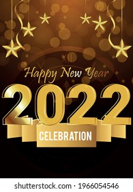 Glossy-goldener Texteffekt von 2022 mit kreativem Hintergrund