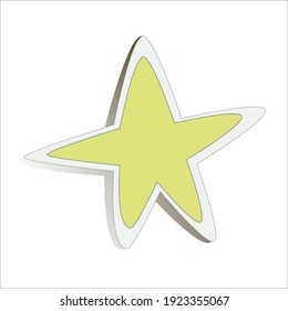 Glossy golden three star sticker icon. sticker of a cute cartoon gold star