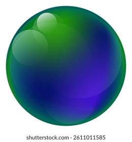 Glossy gradient sphere with green and blue tones